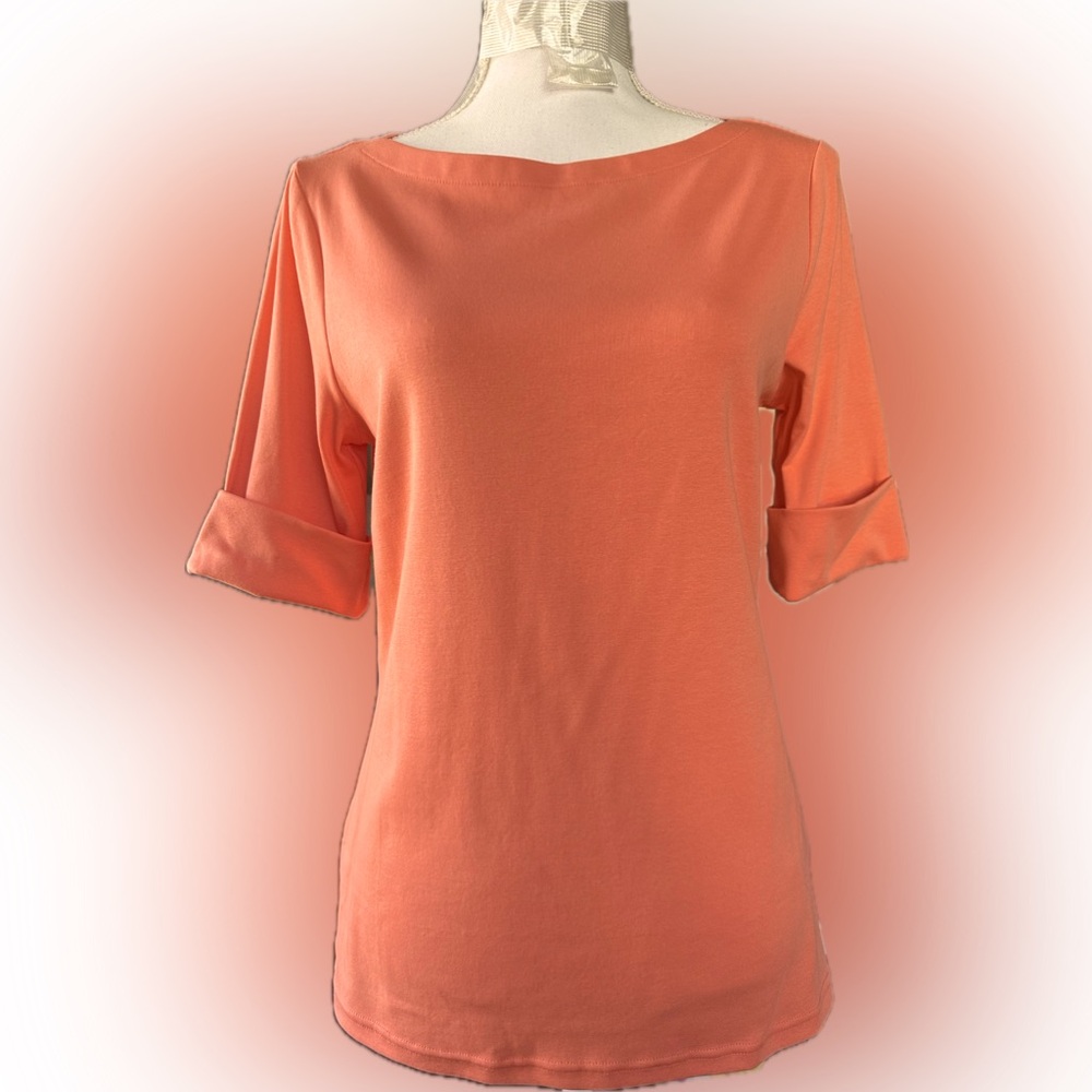Ralph Lauren Stretch Cotton boat neck,Tee